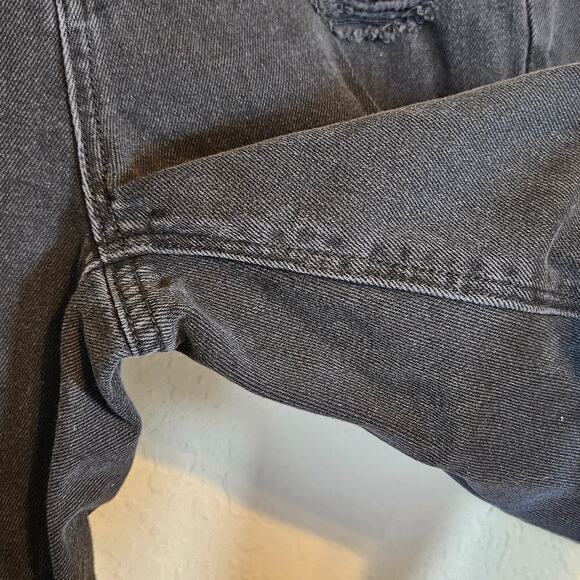 American Eagle Black Distressed High Waist Mom Jean Comfort Stretch Waistband 2 - Picture 8 of 14